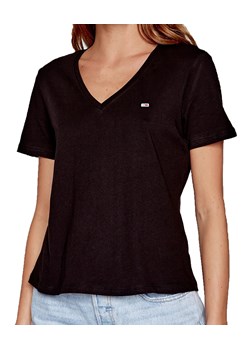 T-Shirt koszulka damska Tommy Jeans V-neck Black ze sklepu DRESSU w kategorii Bluzki damskie - zdjęcie 156074139