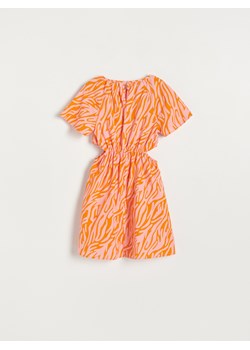 Reserved - Wzorzysta sukienka z lnem - różowy ze sklepu Reserved w kategorii Sukienki dziewczęce - zdjęcie 156084845