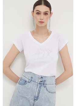 Armani Exchange t-shirt bawełniany kolor biały ze sklepu ANSWEAR.com w kategorii Bluzki damskie - zdjęcie 156089098