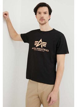 Alpha Industries t-shirt bawełniany Basic T-Shirt Foil Print kolor czarny z nadrukiem 100501FP.365 ze sklepu ANSWEAR.com w kategorii T-shirty męskie - zdjęcie 156099758