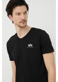 Alpha Industries t-shirt bawełniany kolor czarny gładki 106513.03-Black ze sklepu ANSWEAR.com w kategorii T-shirty męskie - zdjęcie 156099768