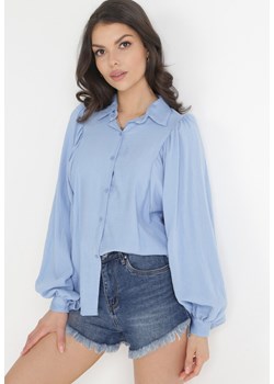Niebieska Koszula z Rękawami typu Nietoperz i Guzikami Syrai ze sklepu Born2be Odzież w kategorii Koszule damskie - zdjęcie 156100329