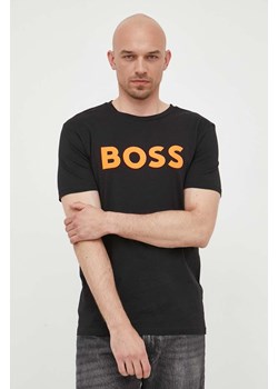 BOSS t-shirt bawełniany BOSS CASUAL kolor czarny z nadrukiem 50481923 ze sklepu ANSWEAR.com w kategorii T-shirty męskie - zdjęcie 156107299