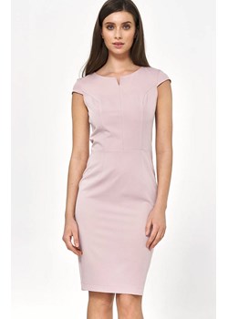 Ołówkowa sukienka za kolano w kolorze beżowym S225, Kolor beżowy, Rozmiar 38, Nife ze sklepu Primodo w kategorii Sukienki - zdjęcie 156117926