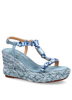 Hiszpańskie sandały na koturnie - ALMA EN PENA V23507 NIEBIESKIE ze sklepu Tymoteo.pl - sklep obuwniczy w kategorii Espadryle damskie - zdjęcie 156139526