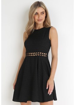 Czarna Sukienka Mini z Ozdobnymi Wycięciami w Talii Semira ze sklepu Born2be Odzież w kategorii Sukienki - zdjęcie 156146787