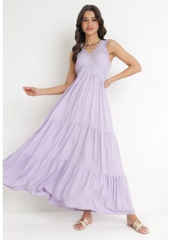 Fioletowa Sukienka Maxi z Ażurowymi Taśmami Bez Rękawów Jaemma ze sklepu Born2be Odzież w kategorii Sukienki - zdjęcie 156183039