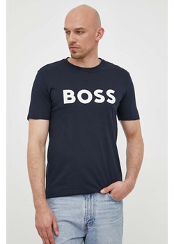 BOSS t-shirt bawełniany BOSS CASUAL kolor granatowy z nadrukiem 50481923 ze sklepu ANSWEAR.com w kategorii T-shirty męskie - zdjęcie 156183458