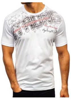 T-shirt męski z nadrukiem biały Denley 14234 ze sklepu Denley w kategorii T-shirty męskie - zdjęcie 156194087
