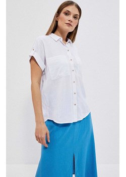 Koszula z krótkim rękawem w kolorze białym 4030, Kolor biały, Rozmiar M, Moodo ze sklepu Primodo w kategorii Koszule damskie - zdjęcie 156197267