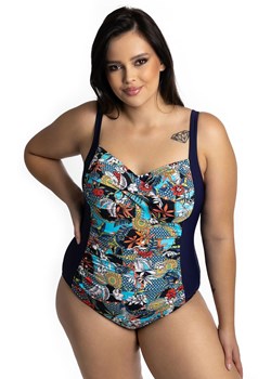 Jednoczęściowy wzorzysty kostium kąpielowy 508/34, Kolor granatowy-wzór, Rozmiar XL, Primo ze sklepu Primodo w kategorii Stroje kąpielowe - zdjęcie 156197355