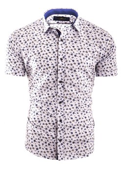 Koszula męska z krótkim rękawem RS051 - Indigo ze sklepu Risardi w kategorii Koszule męskie - zdjęcie 156228868