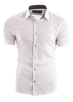 Koszula męska z krótkim rękawem RS053 - biała ze sklepu Risardi w kategorii Koszule męskie - zdjęcie 156228878