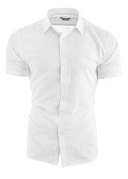 Koszula męska z krótkim rękawem RS056 - biała ze sklepu Risardi w kategorii Koszule męskie - zdjęcie 156228889