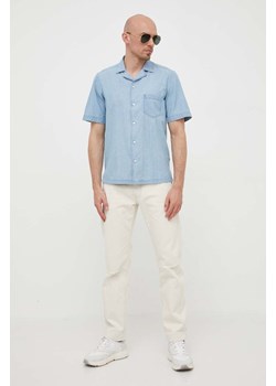 BOSS koszula bawełniana BOSS ORANGE męska kolor niebieski regular ze sklepu ANSWEAR.com w kategorii Koszule męskie - zdjęcie 156229769