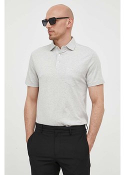 Polo Ralph Lauren polo z domieszką lnu kolor szary gładki ze sklepu ANSWEAR.com w kategorii T-shirty męskie - zdjęcie 156240187