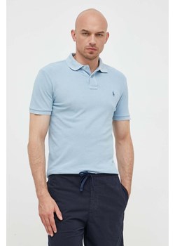 Polo Ralph Lauren polo bawełniane kolor niebieski ze sklepu ANSWEAR.com w kategorii T-shirty męskie - zdjęcie 156240258