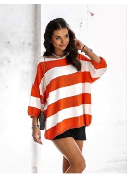 Sweter Farum Big Stripes Pomarańczowy ze sklepu Lisa Mayo w kategorii Swetry damskie - zdjęcie 156248799