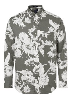 Gant Męska koszula z dodatkiem lnu Mężczyźni Regular Fit len khaki wzorzysty button down ze sklepu vangraaf w kategorii Koszule męskie - zdjęcie 156258228