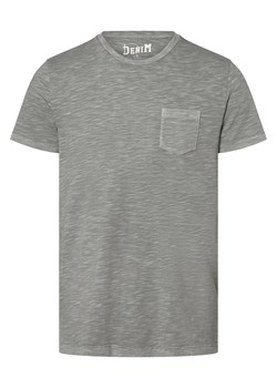 DENIM by Nils Sundström T-shirt męski Mężczyźni Bawełna jasny szary wypukły wzór tkaniny ze sklepu vangraaf w kategorii T-shirty męskie - zdjęcie 156258497