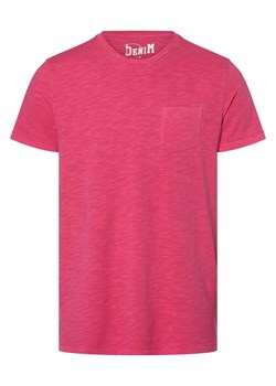 DENIM by Nils Sundström T-shirt męski Mężczyźni Bawełna fuksja wypukły wzór tkaniny ze sklepu vangraaf w kategorii T-shirty męskie - zdjęcie 156258499