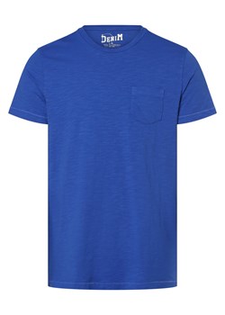 DENIM by Nils Sundström T-shirt męski Mężczyźni Bawełna błękit królewski wypukły wzór tkaniny ze sklepu vangraaf w kategorii T-shirty męskie - zdjęcie 156258505