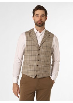 Carl Gross Męska kamizelka od garnituru modułowego Mężczyźni Slim Fit Wełna beżowy w kratkę ze sklepu vangraaf w kategorii Kamizelki męskie - zdjęcie 156258815