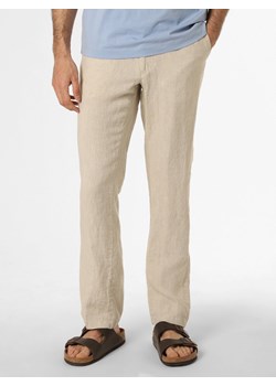 Nils Sundström Męskie spodnie lniane Mężczyźni len beżowy jednolity ze sklepu vangraaf w kategorii Spodnie męskie - zdjęcie 156292318