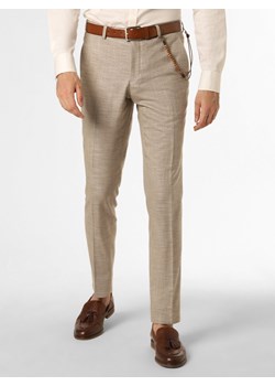 Finshley & Harding Męskie spodnie od garnituru modułowego Mężczyźni Modern Fit beżowy wypukły wzór tkaniny ze sklepu vangraaf w kategorii Spodnie męskie - zdjęcie 156292325