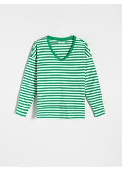 Reserved - Longsleeve w paski - Zielony ze sklepu Reserved w kategorii Bluzki damskie - zdjęcie 156698079