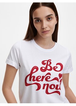 Reserved - T-shirt regular z nadrukiem - Kremowy ze sklepu Reserved w kategorii Bluzki damskie - zdjęcie 156700295