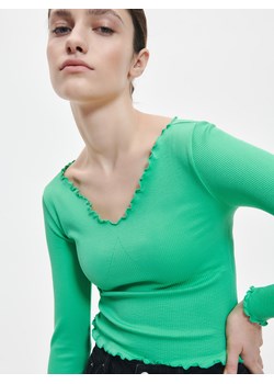 Reserved - Longsleeve slim - zielony ze sklepu Reserved w kategorii Bluzki damskie - zdjęcie 156721188