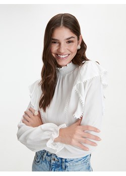 Reserved - Koszula z falbaną - Kremowy ze sklepu Reserved w kategorii Bluzki damskie - zdjęcie 156725137