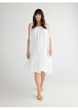 Reserved - Bawełniana sukienka z falbaną - Kremowy ze sklepu Reserved w kategorii Sukienki ciążowe - zdjęcie 156727148