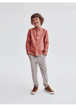 Reserved - Garniturowe spodnie w kratę - beżowy ze sklepu Reserved w kategorii Spodnie męskie - zdjęcie 156728169