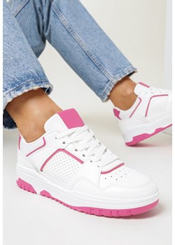 Biało-Fuksjowe Sneakersy z Delikatną Perforacją Gleoria ze sklepu born2be.pl w kategorii Buty sportowe damskie - zdjęcie 156770097