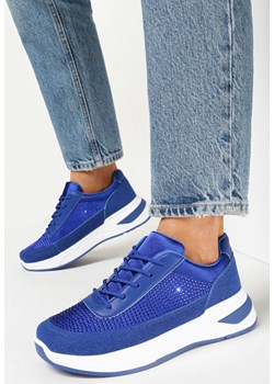 Niebieskie Sneakersy z Cyrkoniami na Cholewce Diselva ze sklepu born2be.pl w kategorii Buty sportowe damskie - zdjęcie 156770328
