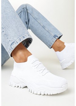 Białe Sneakersy z Elastyczną Wsuwaną Cholewką Noslani ze sklepu born2be.pl w kategorii Buty sportowe damskie - zdjęcie 156773187