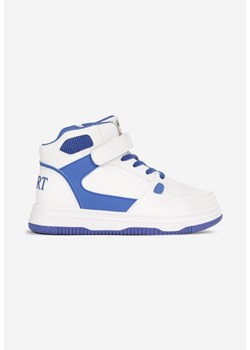Biało-Niebieskie Buty Sportowe z Cholewką za Kostkę i Rzepem Pranshia ze sklepu born2be.pl w kategorii Buty sportowe dziecięce - zdjęcie 156773936