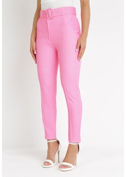 Różowe Spodnie Materiałowe z Paskiem Sophilea ze sklepu Born2be Odzież w kategorii Spodnie damskie - zdjęcie 156821639