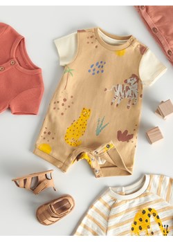 Reserved - Bawełniane body z nadrukiem - beżowy ze sklepu Reserved w kategorii Rampersy - zdjęcie 156826778