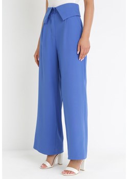 Granatowe Eleganckie Spodnie z Szerokimi Nogawkami i Wysokim Stanem Fidelia ze sklepu Born2be Odzież w kategorii Spodnie damskie - zdjęcie 156832305