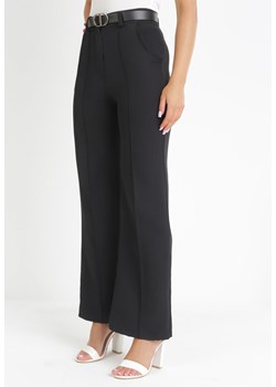 Czarne Spodnie z Wysokim Stanem Pat ze sklepu Born2be Odzież w kategorii Spodnie damskie - zdjęcie 156832315