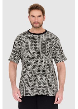 BALMAIN - Męski t-shirt w czarno-biały monogram ze sklepu outfit.pl w kategorii T-shirty męskie - zdjęcie 156838569