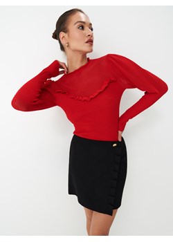 Mohito - Dopasowany sweter z falbanką - Czerwony ze sklepu Mohito w kategorii Swetry damskie - zdjęcie 156848086