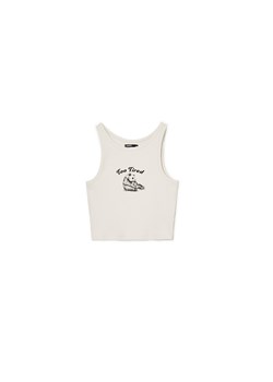 Cropp - Tank top z nadrukiem - jasny szary ze sklepu Cropp w kategorii Bluzki damskie - zdjęcie 156856127