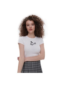 Cropp - Biały t-shirt z nadrukiem - biały ze sklepu Cropp w kategorii Bluzki damskie - zdjęcie 156856149