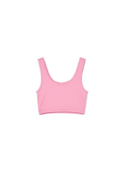 Cropp - Różowy crop top - różowy ze sklepu Cropp w kategorii Bluzki damskie - zdjęcie 156856169