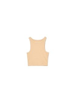 Cropp - Gładki tank top - beżowy ze sklepu Cropp w kategorii Bluzki damskie - zdjęcie 156856216