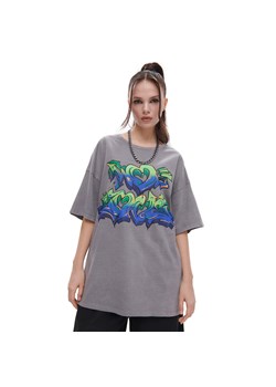 Cropp - Szary T-shirt oversize - szary ze sklepu Cropp w kategorii Bluzki damskie - zdjęcie 156856227